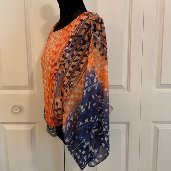 Chico’s Summery Shapes Mesh Split Sleeve Poncho Top Medium - Picture 5 of 13